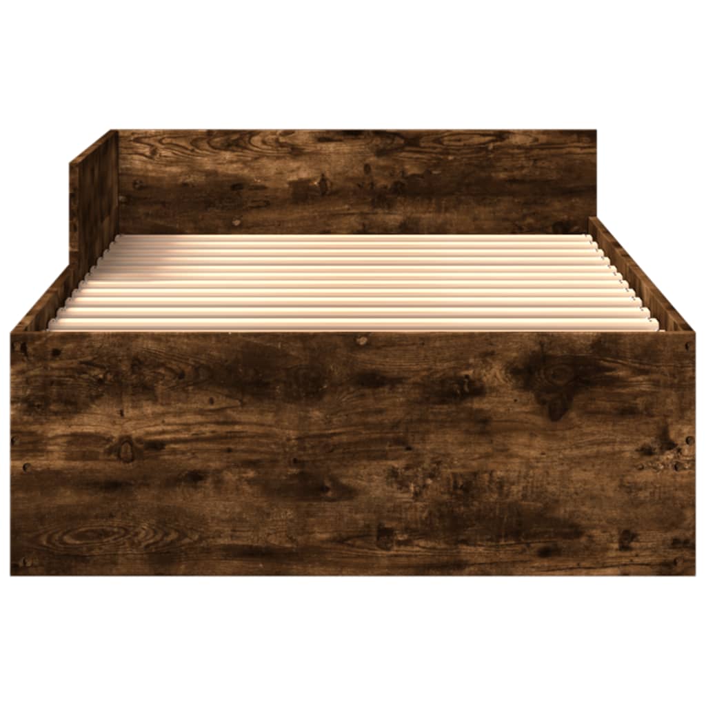 Bed Frame without Mattress Smoked Oak Finish 100 x 200 cm Engineered Wood