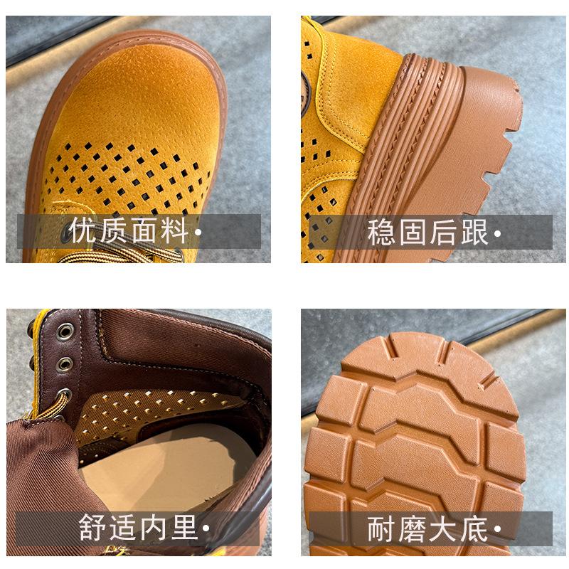 Hollow and Breathable Small Retro Martin Boots Women's British Style 2025 Summer New Heightening Muffin Thick-soled Short Boots