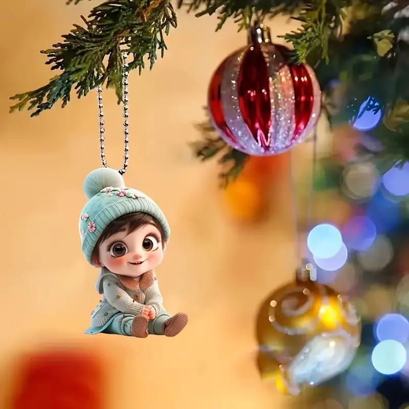 Acrylic Whimsical 2d Hanging Decoration For Cars And Christmas Accents Tree