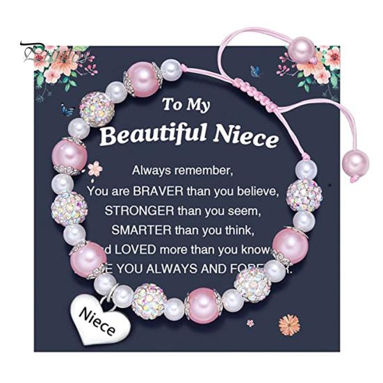 Třpytivý ženský náramek Dojemný dopis Kontrast Barva Umělá perla Nastavitelný náramek Sváteční dárek