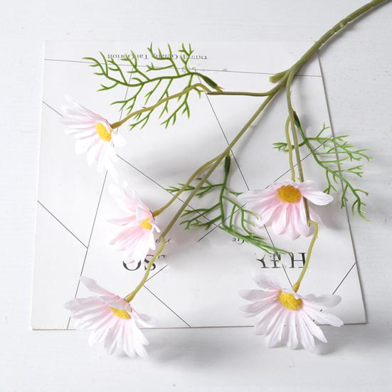 Artificial Flowers 5-Head Artificial Dutch Chrysanthemum & Daisy Bouquet 52cm Silk Faux Flowers for Wedding Holiday Home Decor Photography Props