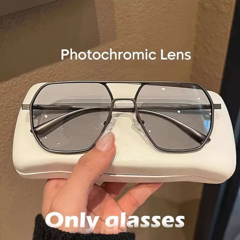 Square Polarized Pochromic Glasses Metal Frame for Men & Women Ideal for Driving