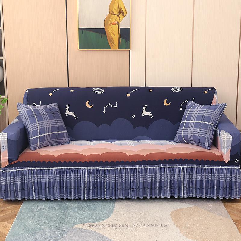 Sofa Cover with Elastic Band Skirt Universal All Season All Inclusive Cover Fabric Cover