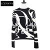 Hermes [Domestic Regular/22AW] 2H2664D2 LA PROMENAD E DU MATIN Morning Walk 100% Cashmere Crew Neck Knit Sweater Tops 40 Black WhiteUsed