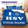 Benutzerdefinierte Bettwäsche mit HSV-Logo, Steppbett-Set, Bettbezug, Kissenbezug, Heim-Geburtstagsgeschenk(1 Bettbezug + 2 Kissenbezüge, ohne Füllung) -HE70