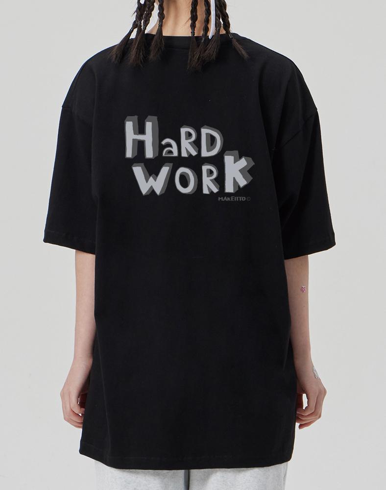 MAKEITTO [Hard Work] Crew Neck Tee_Black