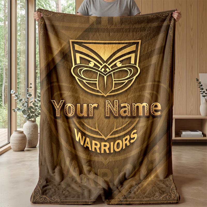 Wigan Warriors Custom Flannel Throw Blanket Print Your Name Text Soft Warm Blanket Holiday Present