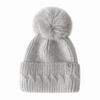 Windproof Knitted Pompom Beanie Twist Knit Thermal Winter Hat Rabbit Fur Beanies Hat  For Women