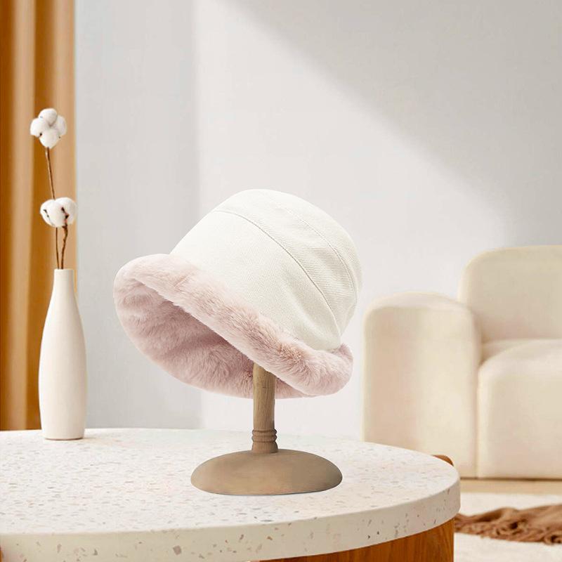 Autumn and Winter Faux Mink Hats for Women High End and Versatile In Winter Plush Fisherman Hats Headwear Warm and Ear Protecting Mongolian Hats