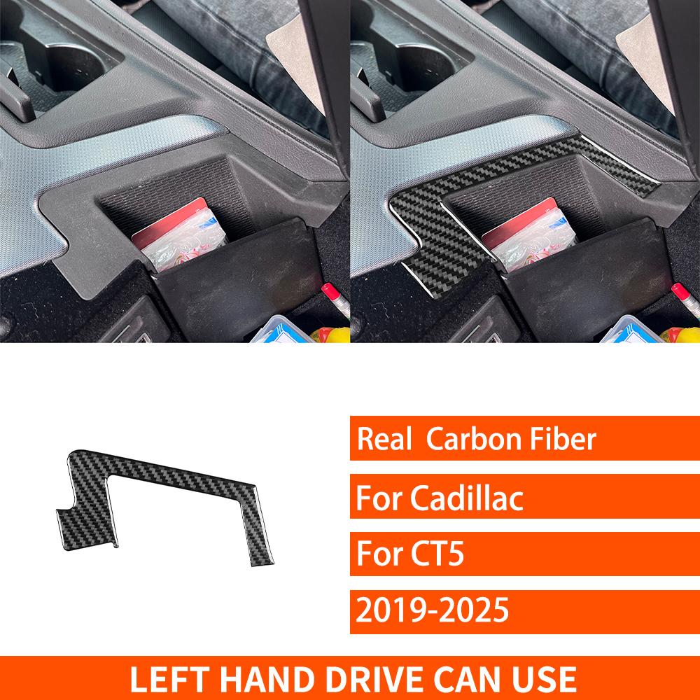 For Cadillac CT5 -2025 Real Carbon Fiber Sticker Centre storage box Panel Trim Cover Car ide decorative Accessories