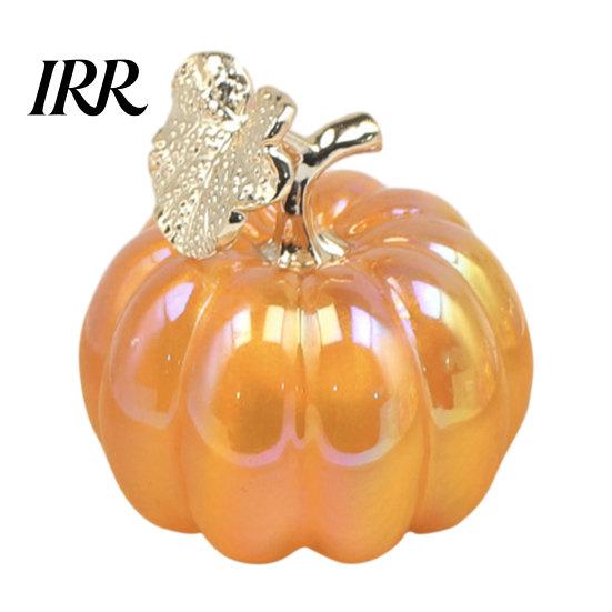Electroplated Leaves Ornament Acrylic Simulation Pumpkin Decor, Halloween Fake Desktop Decoration for Table Car, Spooky Party Centerpiece Home Decor