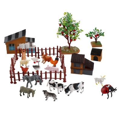 PRETYZOOM 28-teiliges Mini-Bauernhoftier-Set, Bauernhoffiguren, Miniatur-Bauernhofmodell, Lernspielzeug für Zuhause oder Schule