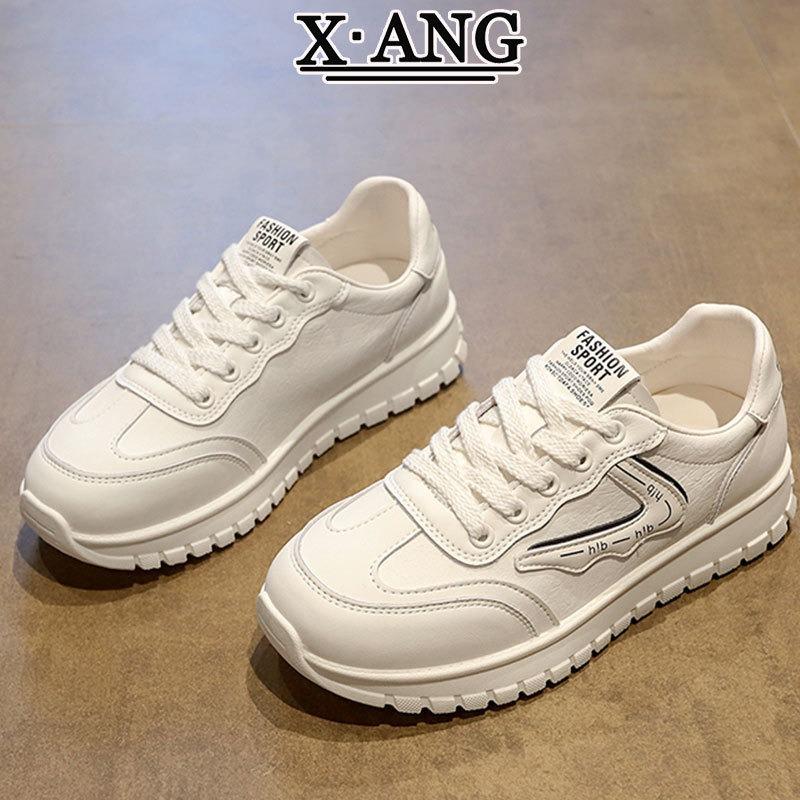 First layer cowhide little white shoes women's shoes autumn new versatile thick baseplate shoes casual sports shoes