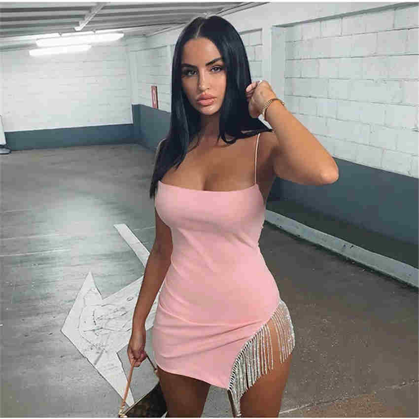 2 Layers Females Summer Backless Dress Tassel Hem Valentine Sexy Elegant Mini Dress