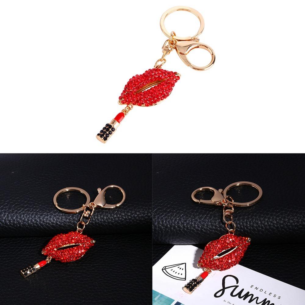 Sparkling Crystal Lip Keychain Rhinestone Crystal Lip Key Chain Lipstick Keychain  Ladies Bag