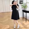 Trendy Korean-Style Summer Maternity Dress - Loose, Casual, Slimming Fit with High-End Lapel Design