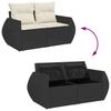 Garden Sofa Set with Cushions 8 pcs Black and Cream Poly Rattan