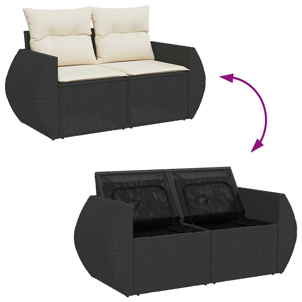Garden Sofa Set with Cushions 8 pcs Black and Cream Poly Rattan