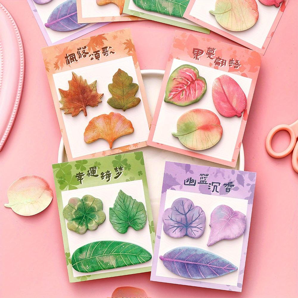 Simulated Leaf Combination Memo Notes Creative Message Sticky Notes Students Praise Reward Stationery Gifts School Supplies