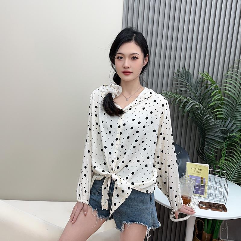 

Женская толстовка с капюшоном с длинным рукавом для защиты от солнца - Летний кардиган из хлопка и вискозы, большого размера, рубашка с солнцезащитой XL (125-150 jin)