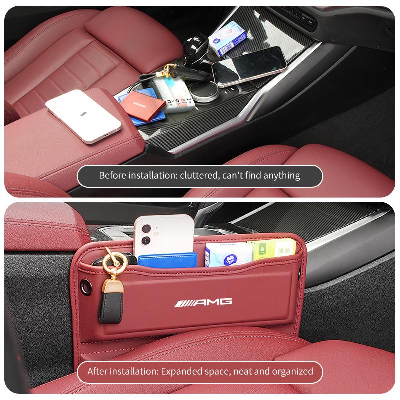 GLC GLB Car Seat Gap Organizer Leather Console Side Pocket Storage Box For Mercedes Benz AMG W204 W205 W203 W211 W201 W210 W108