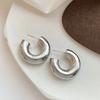 New Gold Plated Thick Hoop Earrings for Women Minimalist Geometric Simple Round Silver Earring Fashion Jewelry Gifts