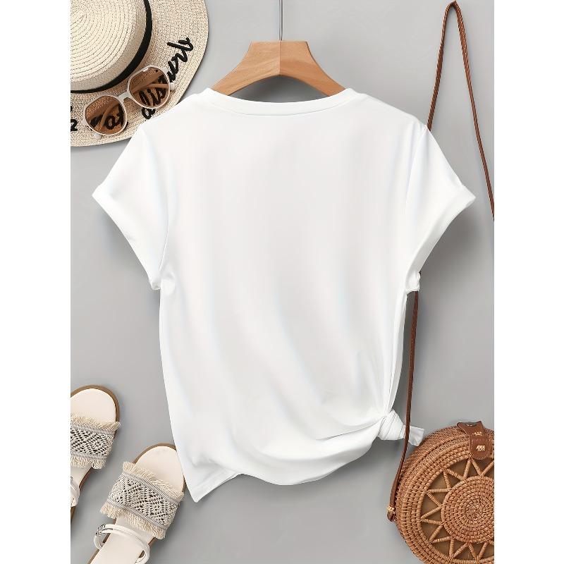 T-shirt d'été Paris Taille Européenne - Manches Courtes Col Rond Blouse Décontractée avec Tour Eiffel & Monuments Français, Coupe Droite Regular
