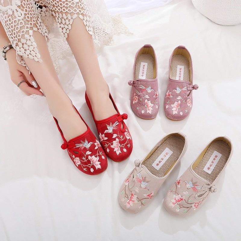 Walking Dancing Shoes-YU&Xin Pointed Low-Heeled Cloth Shoes Embroidered Shoes Womens Shoes Walking Dancing Shoes-YU&Xin Pointed Low-Heeled Cloth Shoes Embroidered Shoes Womens Shoes