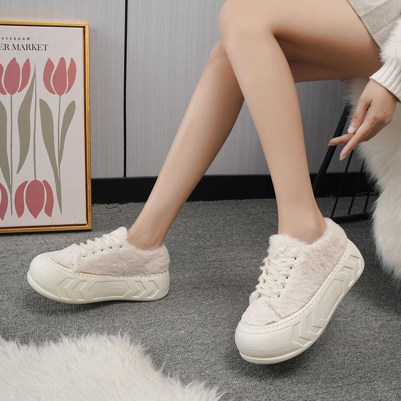

Thick-soled wool shoes are warm and fleece, cute fur shoes, wear a pair of bean shoes in winter, women s shoes in autumn and winter, cotton shoes 35