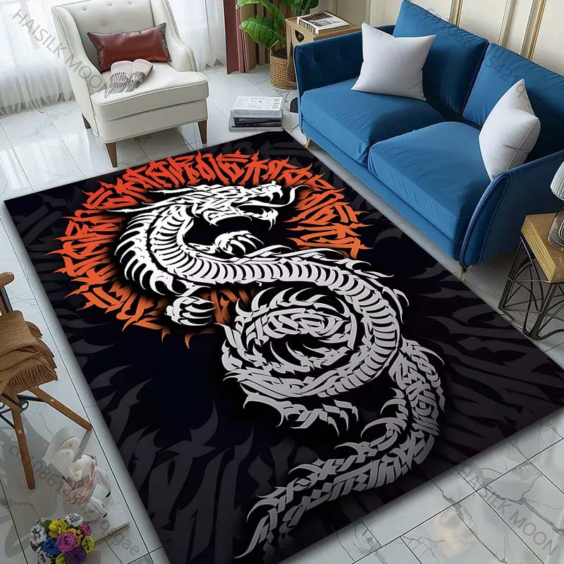 Dragon Pattern Calligraphy Art Pattern Rug Carpets for Bedroom Living Room Sofa Mat Creative Door Mat Cloakroom Home Decor