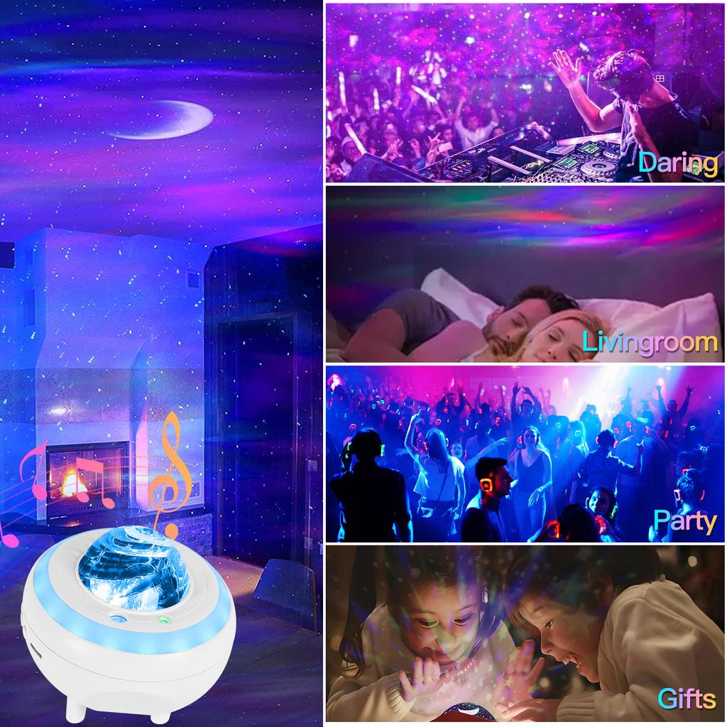 Starry Projector with Bluetooth Speaker Galaxy Night Light for Bedroom 360° Starry Sky & Nebula Projection Remote Control Gift