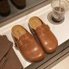 Boken Shoes Half Slippers Female Summer One Foot Lazy Person Single Shoes Toe Leather Cool Slippers