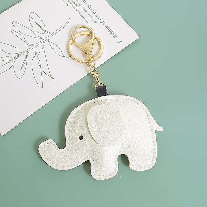1Pcs Leather Animal Pendant Cartoon Elephant Keychain For Women Bag Charm Decoration Key Chain Holder Gift
