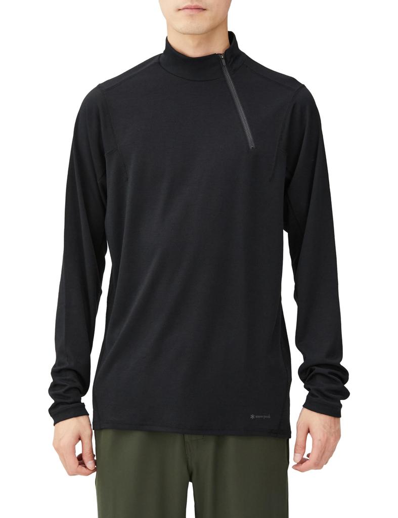 Snow Peak Baselayer Recycled Half Zip Pullover L BK Black Pe/Wo