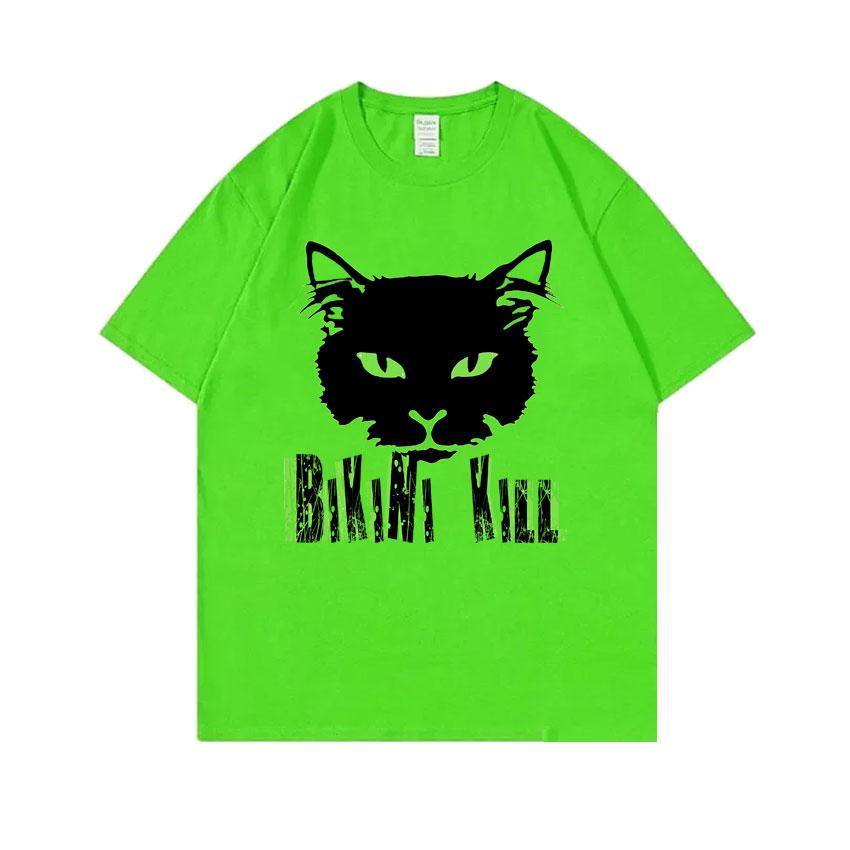 

Punk Band Bikini Kill Black Cat Funny Meme Tshirts Kathleen Hanna T Shirts Unisex Women Vintage Rock Oversized Short Sleeve Tshirt 4XL