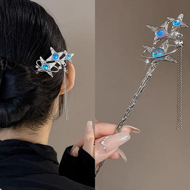 Vintage Maansteen Haarstokjes Voor Vrouwen Retro Chinese Kwast Haarspeld Schijf Haarstokjes Haarstokjes Haaraccessoires