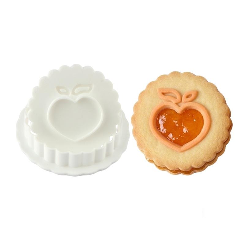 Retro Round Sandwich Cookie Mold Set Heart & Dot Edge Biscuit Cutters For Jam, Chocolate & Cheese Cookies Valentine'S Day