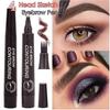4 Forks 3D Liquid Eyebrow Pencil Lasting Waterproof Anti-Sweat Non-Fading Color Eyebrow Hair Makeup Women Beauty Makeup 5 Colors