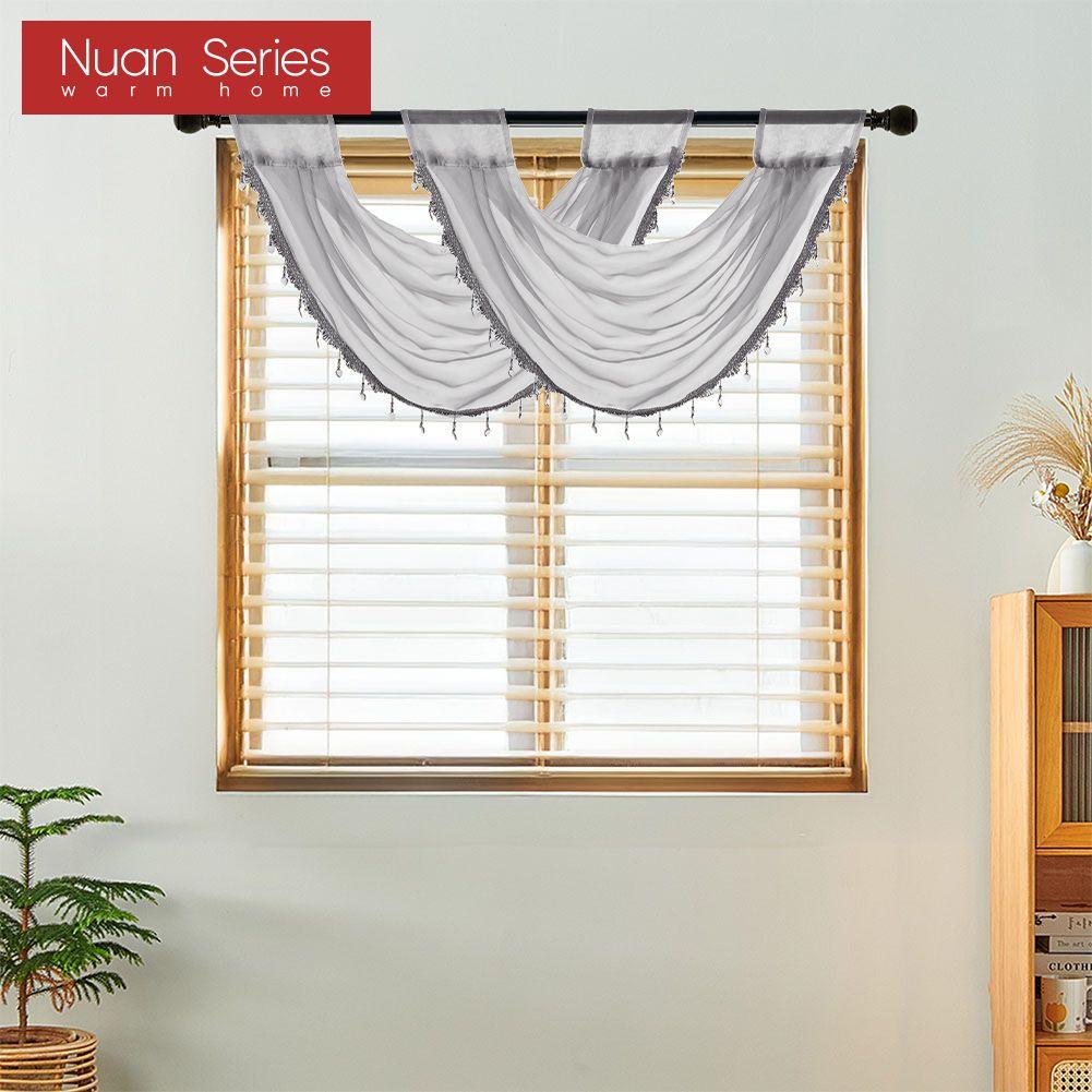 1PC Nuan Series Classic Versatile European Solid Color Lace Edge Curtain Head for Small Window Decor 70x42cm