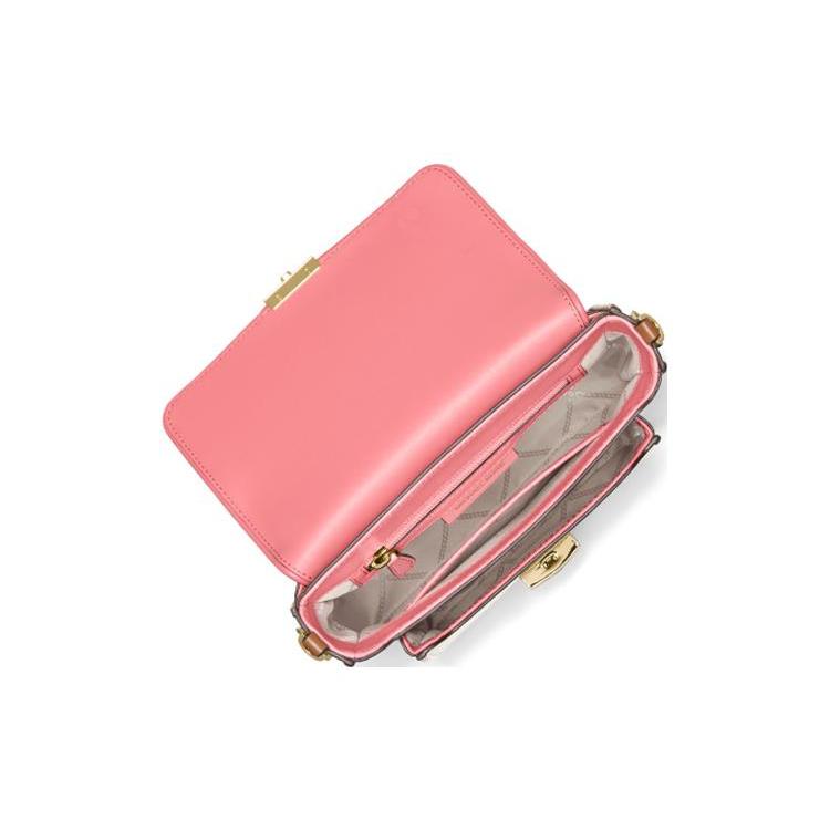 New MICHAEL KORS Bradshaw Cow Leather Shoulder Bag, Crossbody Bag Medium Size Women's Acorn Brown & Pink 30T1G2BM2L-986
