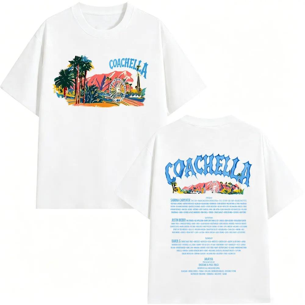 Hot Sale Coachella 2026 Collection Indio California Graphic Print T-shirt Men Women Summer New Tee Loose Casual Oversized Streetwear Harajuku Top