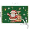 Christmas Cotton Linen Placemats Snowman & Santa Claus Decorated Dining Table Mats Insulation Solid Color Holiday Home Decor