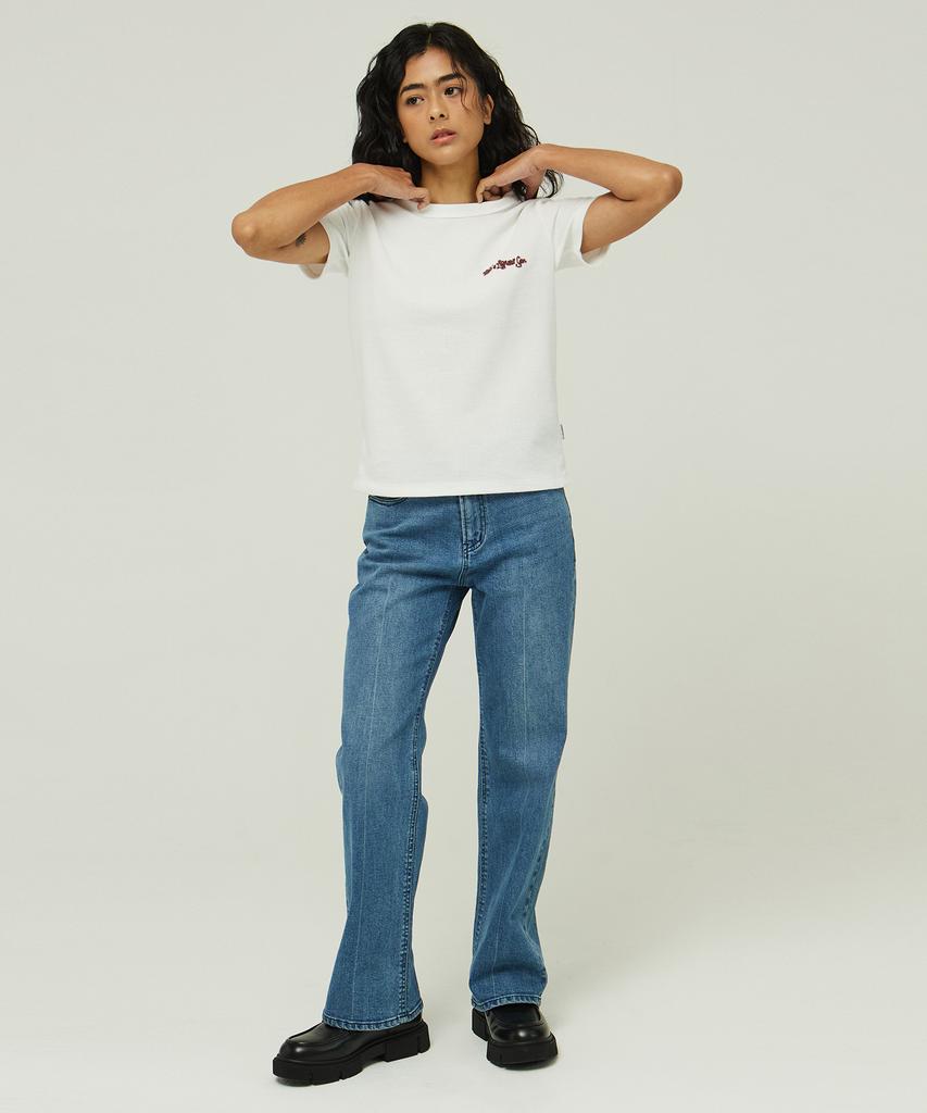 MAGOODGAN Lydia 3620 Waffle Chain Embroidery Off-White T-Shirt