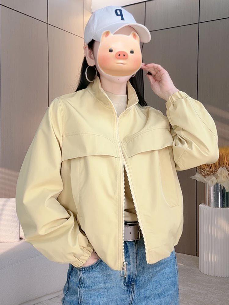 2025 Aurora Wind Casual Women's Petite Versatile Windbreaker Jacket - Spring/Autumn Solid Colors
