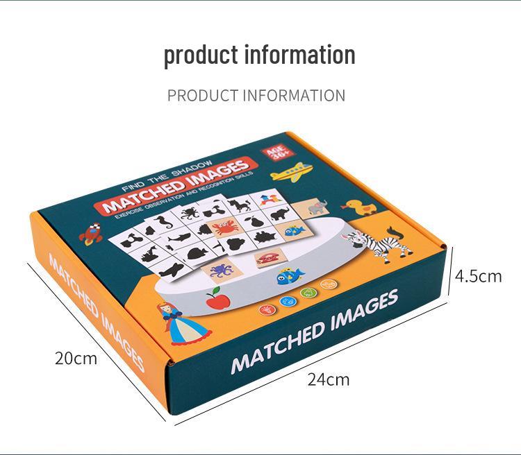 Toddler Shadow Matching Puzzle Game – Animals, Fruits, Transportation, Shapes for Cognitive Development