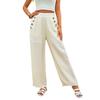 Women's Button-up Pants Summer Pants High-waisted Casual Straight-leg Pants