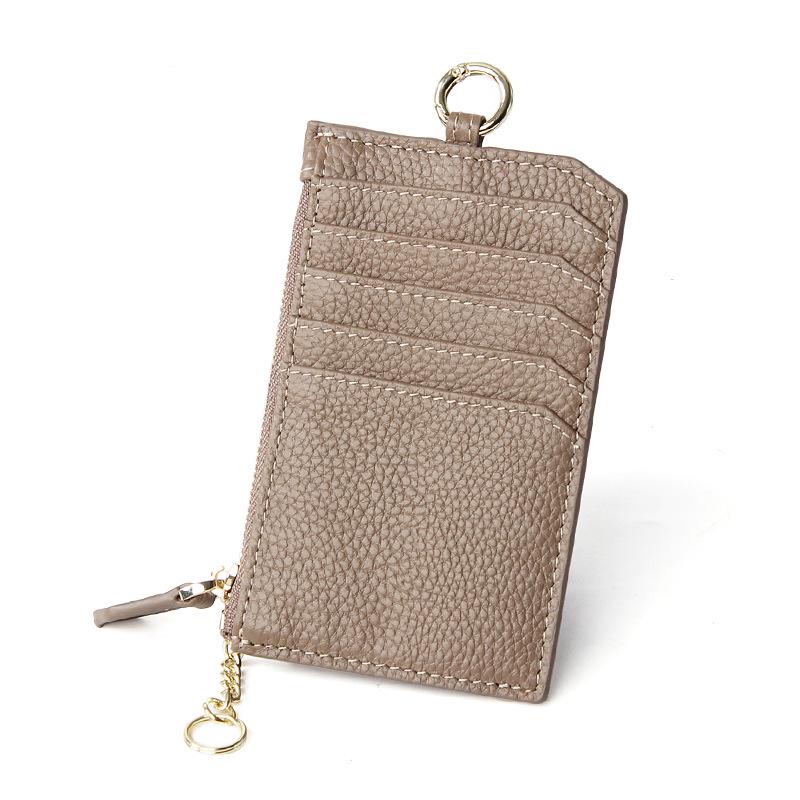 Women's Genuine Leather Card Holder Wallet with Zipper, Multi-Card Slots, Coin Purse, and ID Holder