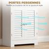 Tall Bathroom Cabinet, 6 Doors, 2 Glass 2 Louvered, Adjustable Shelf, White