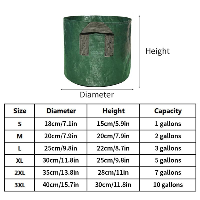 3/5/7/10 Gallon PE Vegetable Grow Bag Plant Growing Bags Thickened Growing Bags Potato Onion Plant Bag Outdoor Garden Pots