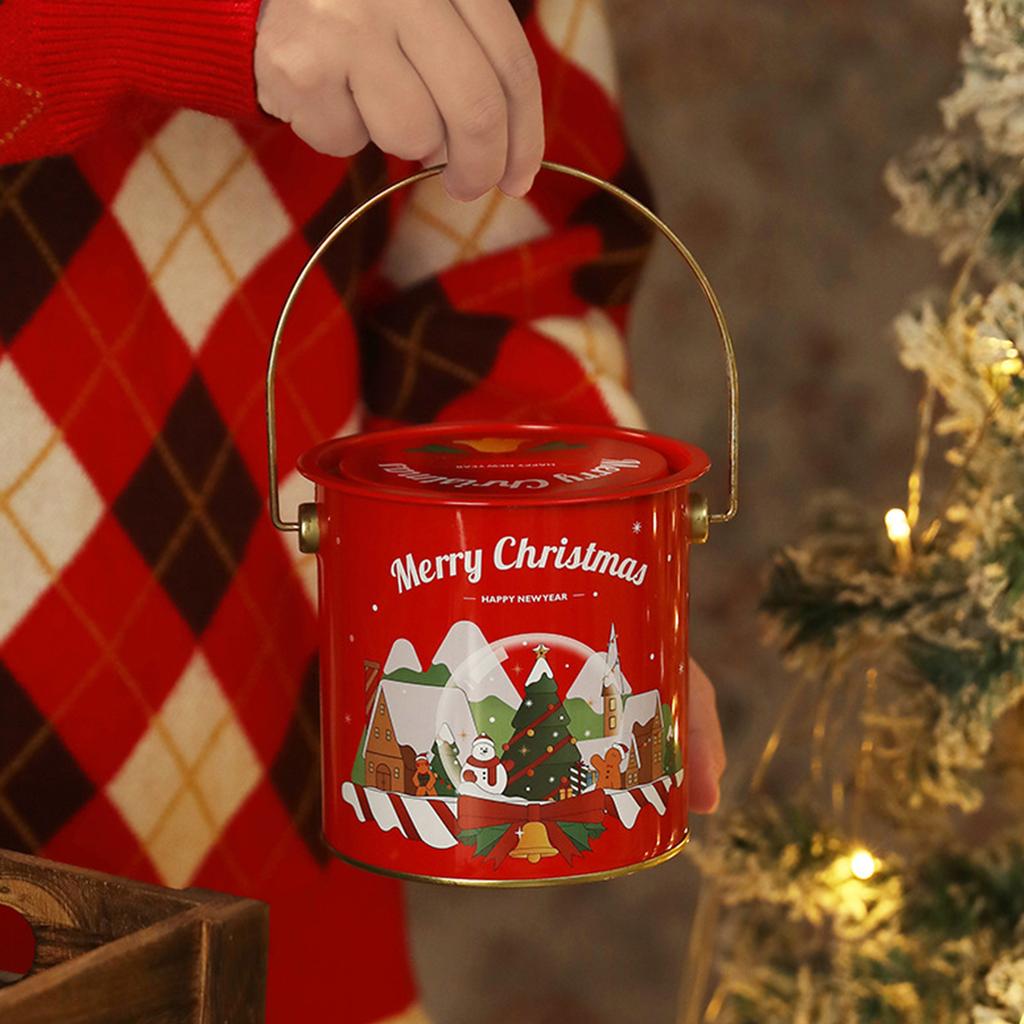 Durable Tin Christmas Gift Box Circular Design For Holiday Parties Home Storage And Personalized DIY Decorations